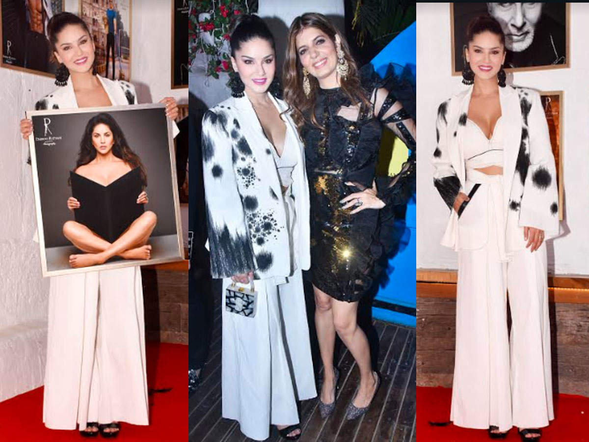 ​वाइट पैंटसूट में नजर आयीं सनी लियोनी